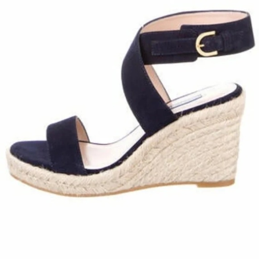 Stuart Weitzman Navy Suede Lexus Suede Espadrilles 8
